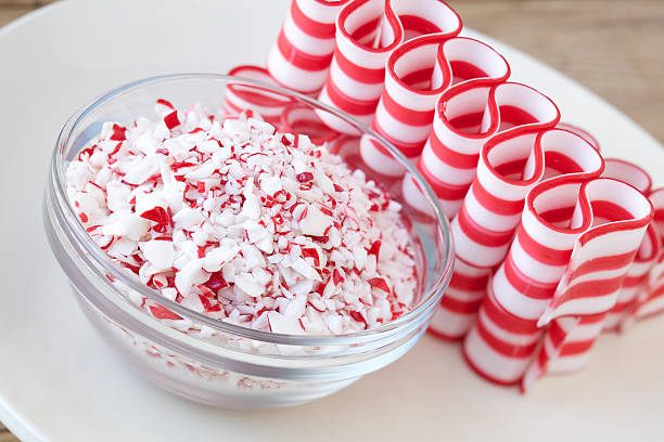 istock Peppermint ribbon candy and pieces on white dish 175497288