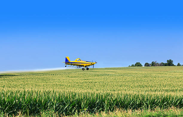 Crop duster airplane stock photo
