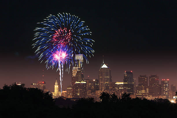 July 4h Firework in Philadelphia stock photo