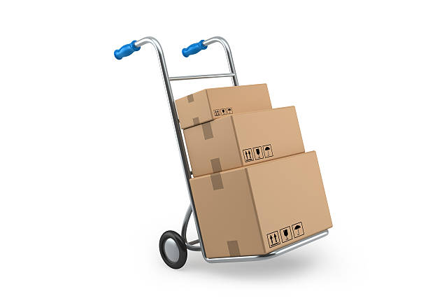 hand truck with cardboard package boxes stock photo