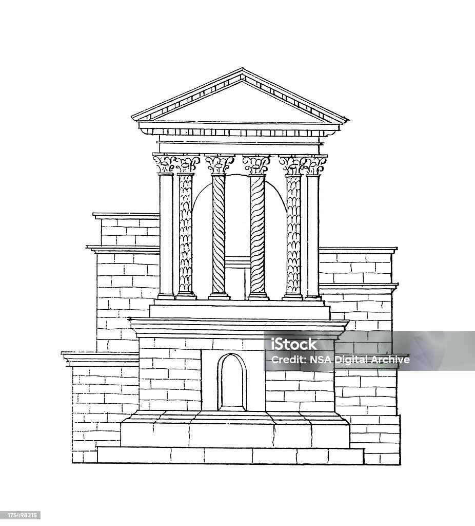 寺院の Clitumnus 、イタリア/アンティークなイラスト - イタリアのロイヤリティフリーストックイラストレーション