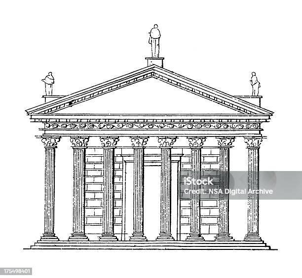 Temple De Neptune Rome Italie Architecture Antique Illustrations Vecteurs libres de droits et plus d'images vectorielles de Antiquité romaine