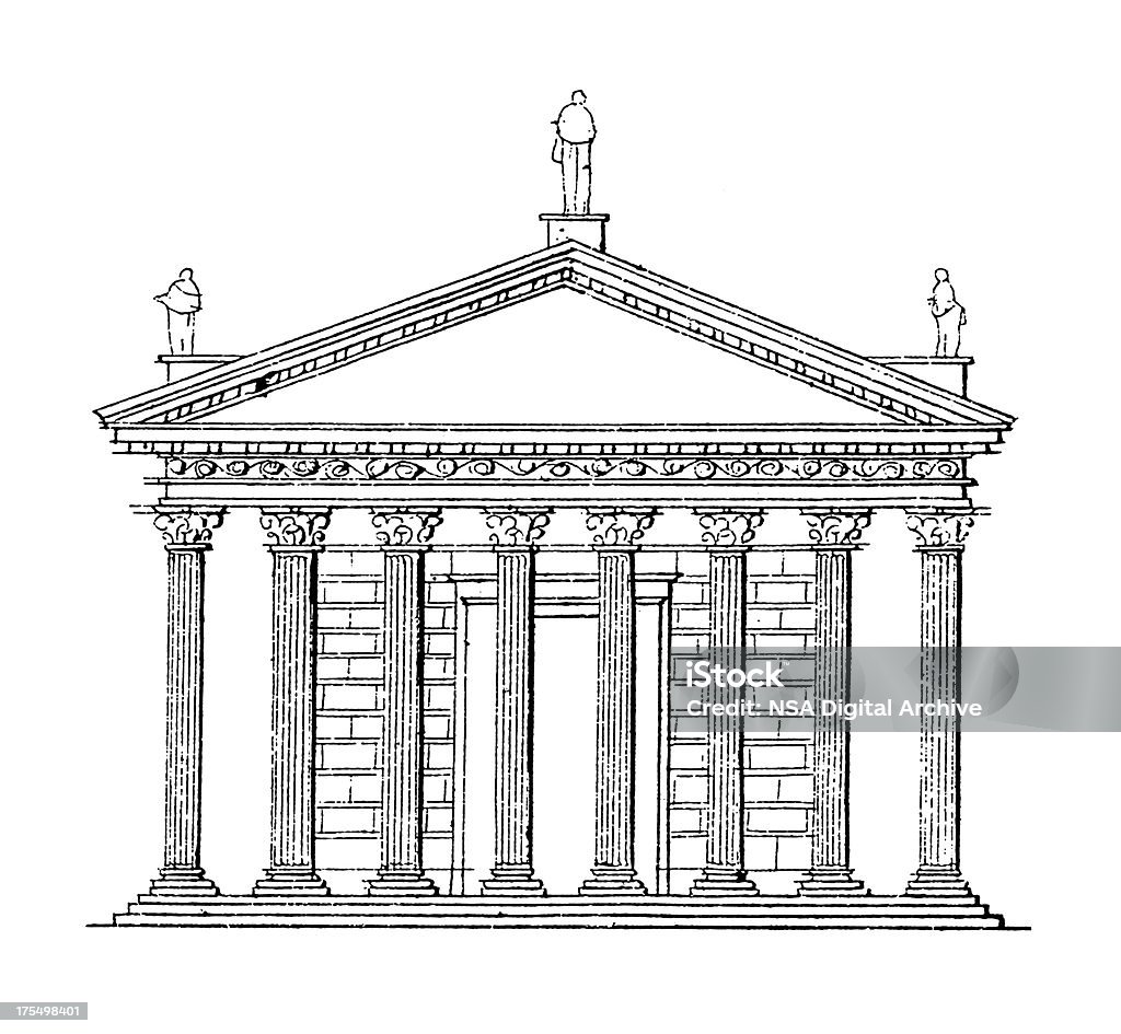 Tempio di Nettuno, Roma, Italia/Antique illustrazioni architettonico - Illustrazione stock royalty-free di Antica Roma