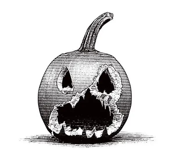 Vector illustration of Spooky Gothic Style Jack O' Lantern