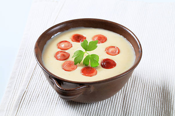 istock Cream soup with salami 175500150