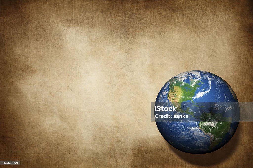 地球地球の古い紙のテクスチャの背景 - 世界地図のロイヤリティフリーストックフォト