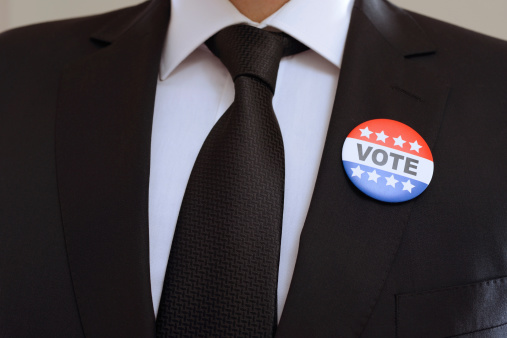 Man in suit with a vote badge. Election concept.Please see some similar pictures from my portfolio: