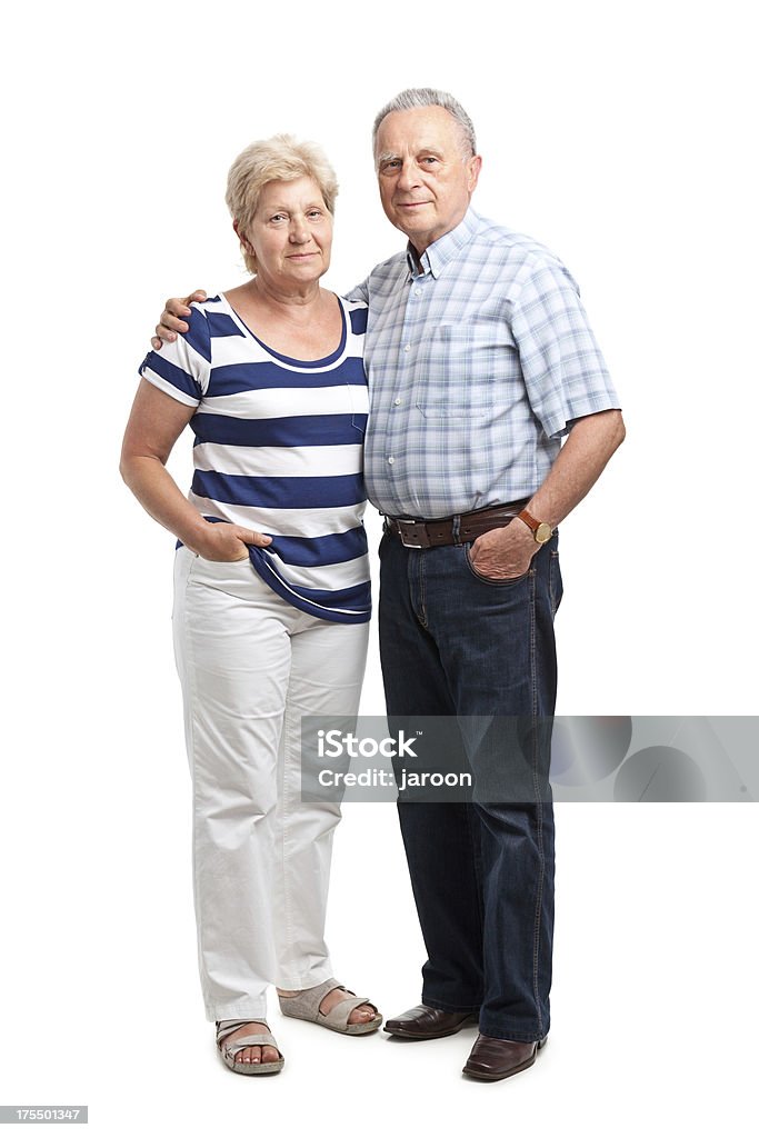 friendly mature couple friendly mature couple isolated on white Senior Couple Stock Photo