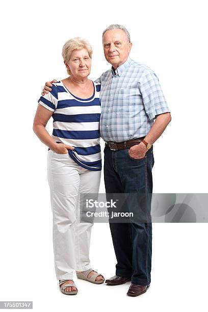 Friendly Mature Couple Stock Photo - Download Image Now - Senior Couple, White Background, Studio Shot