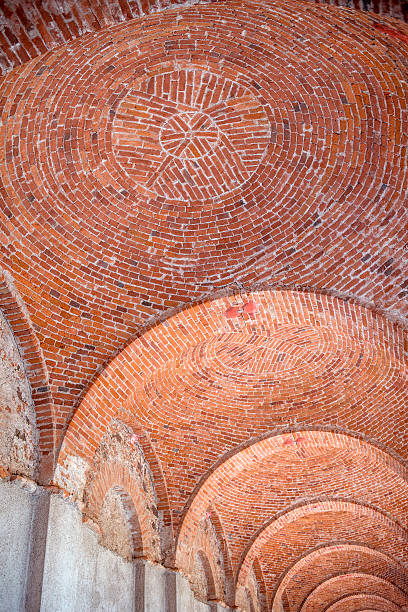 Antique italian architecture: brick vaulted ceiling.