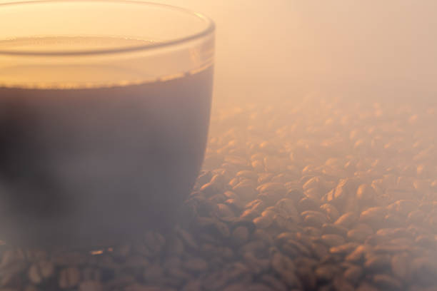 Cup of coffee and coffee beans