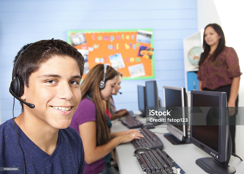 Instructors Computer Lab Desk High School Students In Computer Lab With Instructor Stock Photo ...