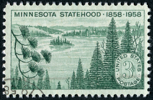 Cancelled Stamp From The United States Commemorating The Centennial Of Minnesota Becoming A State.