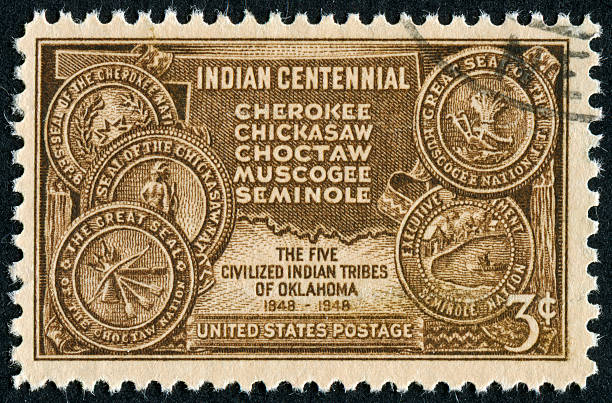 indiano território de oklahoma stamp - cherokee - fotografias e filmes do acervo