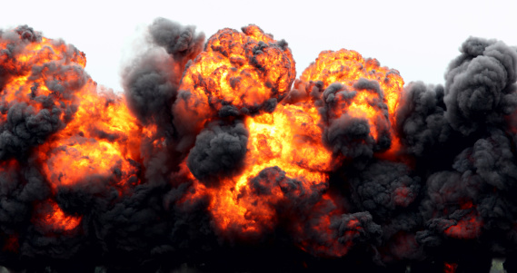 A large billowing fireball from a gasoline explosion.