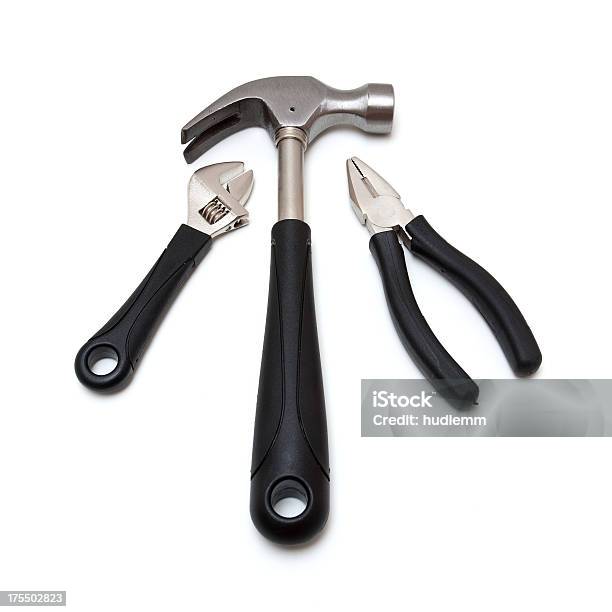 Hardware Tools Isolated On White Background Stock Photo - Download Image Now - Group Of Objects, Work Tool, Hex Wrench