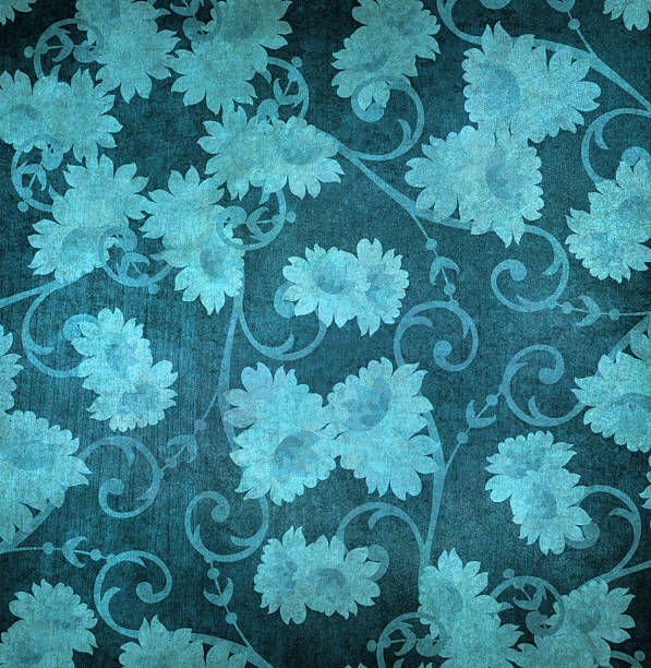 istock Faded floral blue wallpaper 175503445