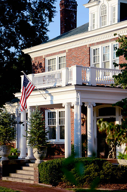 istock Front porch with an American Flag 175503506