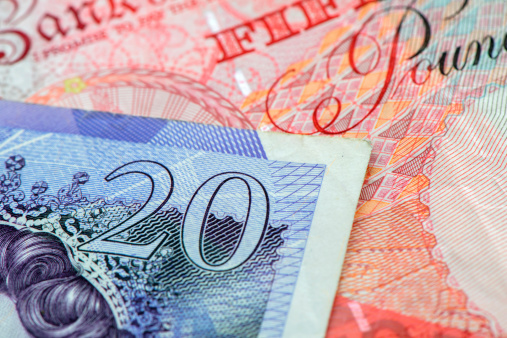 Close up of British bank notes