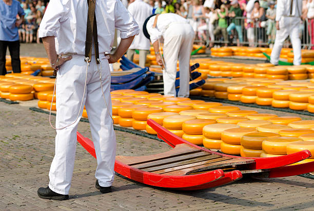 transporteurs au fromage d'alkmaar - gouda photos et images de collection