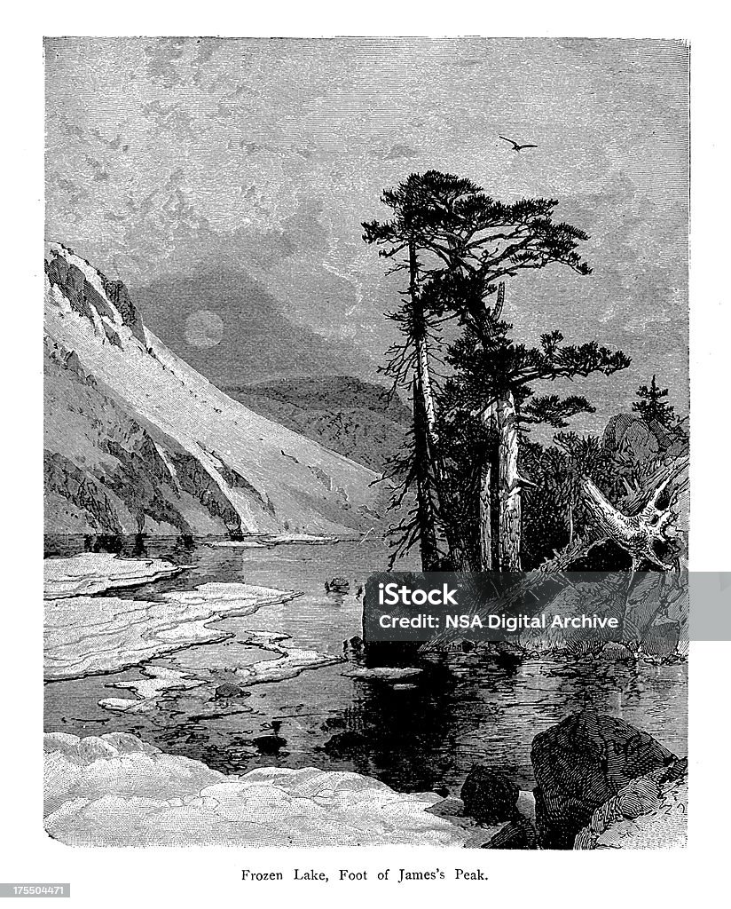 Lago gelado, Colorado/histórico de ilustrações americano - Royalty-free América do Norte Ilustração de stock