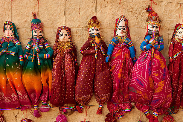 istock Colorful Indian puppets for sale 175504789
