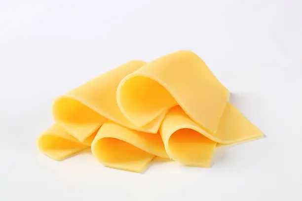 thin folded slices of fresh cheese