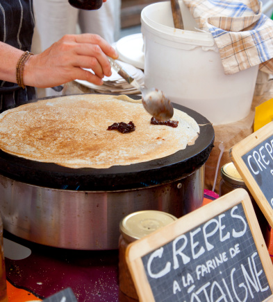 crepes cooking in open air market