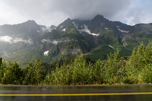 Stewart Highway traveling to Hyder, Alaska passing by breathtaking scenery.