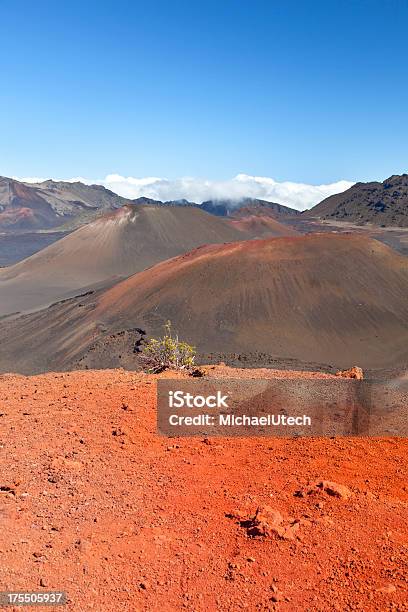 Rosso Cratere Di Haleakala Maui - Fotografie stock e altre immagini di Ambientazione esterna - Ambientazione esterna, America del Nord, Blu