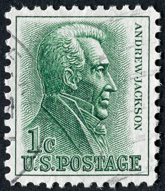 andrew jackson stamp - president postage stamp profile usa foto e immagini stock