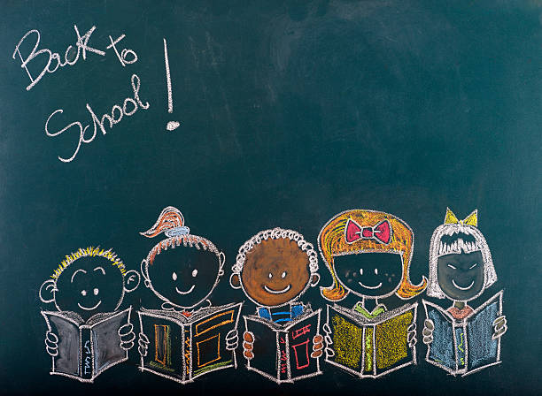 istock Multi-Ethnic Group of Children Sketched on Blackboard 175506892