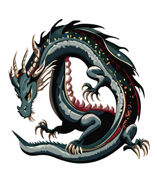 istock Legendary creature, dragon vector illustration, Year of the Dragon, material for new year's cards, white background. 1755070266