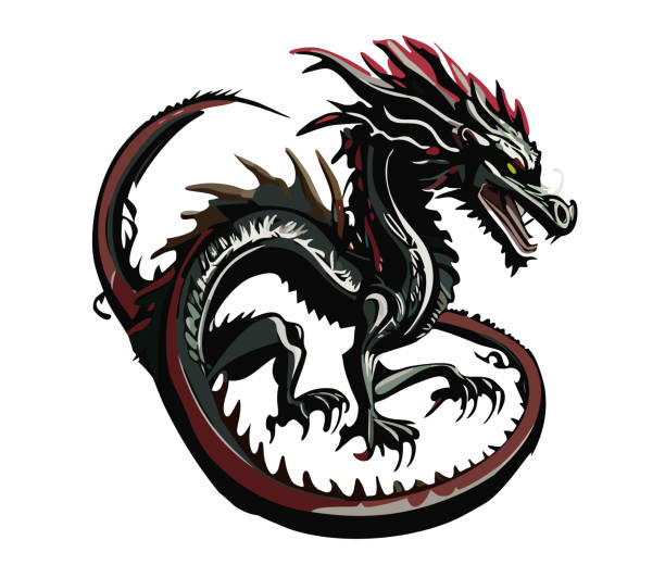 istock Legendary creature, dragon vector illustration, Year of the Dragon, material for new year's cards, white background. 1755071198