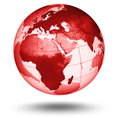 A red transparent 3D Rendering of Earth