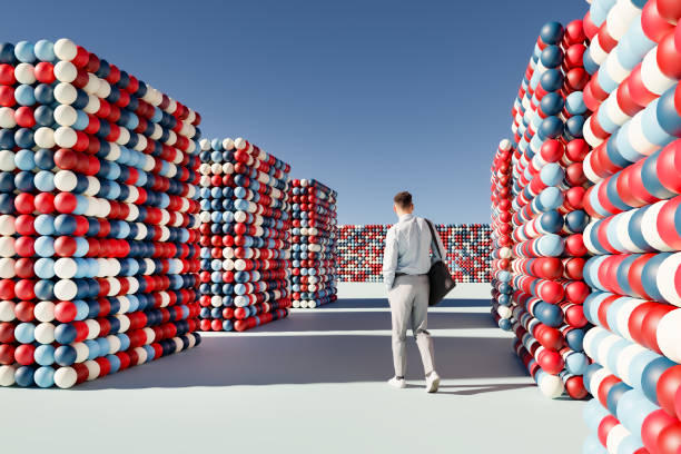 istock Businessman walking in abstract maze 1755074155