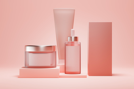 Generic cosmetic product with blank labels. 3D generated image.
