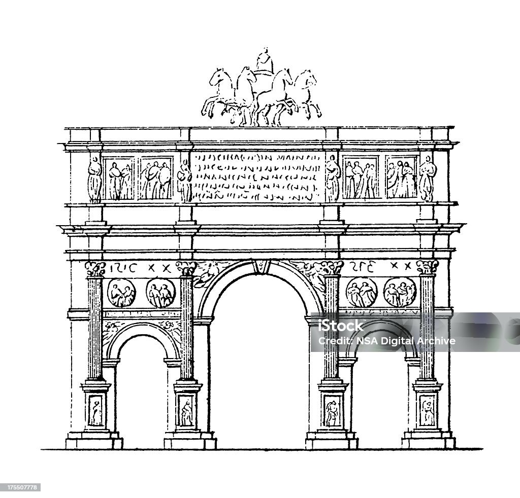 Arch of Constantine, Rom, Italien antiken Architektur/Illustrationen - Lizenzfrei Kaiser Konstantin I. Stock-Illustration