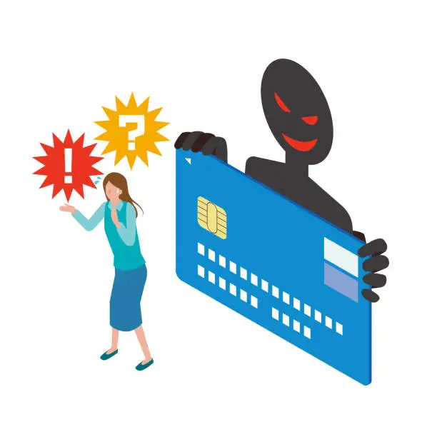 Vector illustration of Fraudulent use of credit card