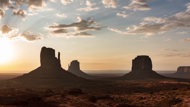 Monument Valley Sunrise View Time Lapse Tilt Up Arizona Southwest USA