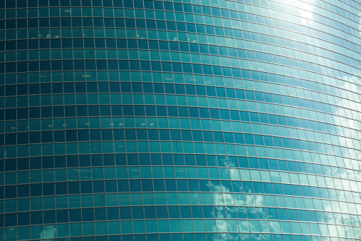 Abstract Pattern and Texture Glass Curtain Wall of Skyscraper