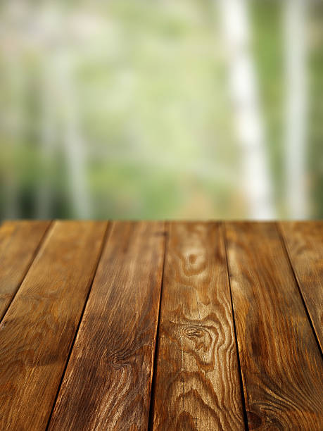 istock Close-up of old pine picnic table 175509766