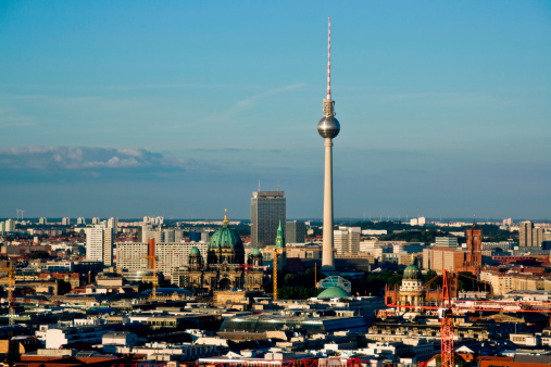 Berlin panorama and the Fernsehturm (TV Tower) in Alexanderplatz