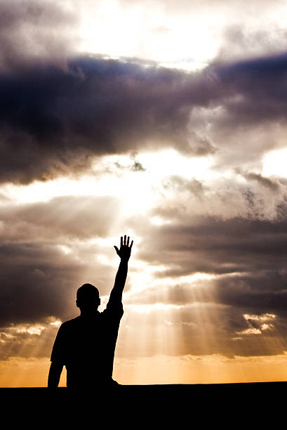 istock Unrecognizable Male Lifting Hand in Praise and Worship 175510642