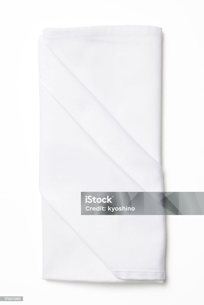 絶縁ショットの折り返しの白ナプキンを白背景 - テーブルナプキンのロイヤリティフリーストックフォト