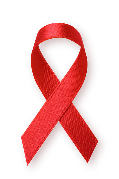 Red ribbon Red ribbon aids awareness. with clipping path. aids stock pictures, royalty-free photos & images
