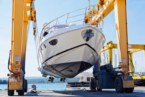 modern motor yacht launch modern motor yacht launch in progressCHECK OTHER SIMILAR IMAGES IN MY PORTFOLIO.... dry dock stock pictures, royalty-free photos & images
