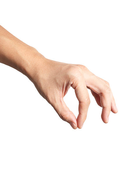 Gripping Something "A male hand is gripping an invisible item, isolated on white background. Clipping path included." pinching stock pictures, royalty-free photos & images