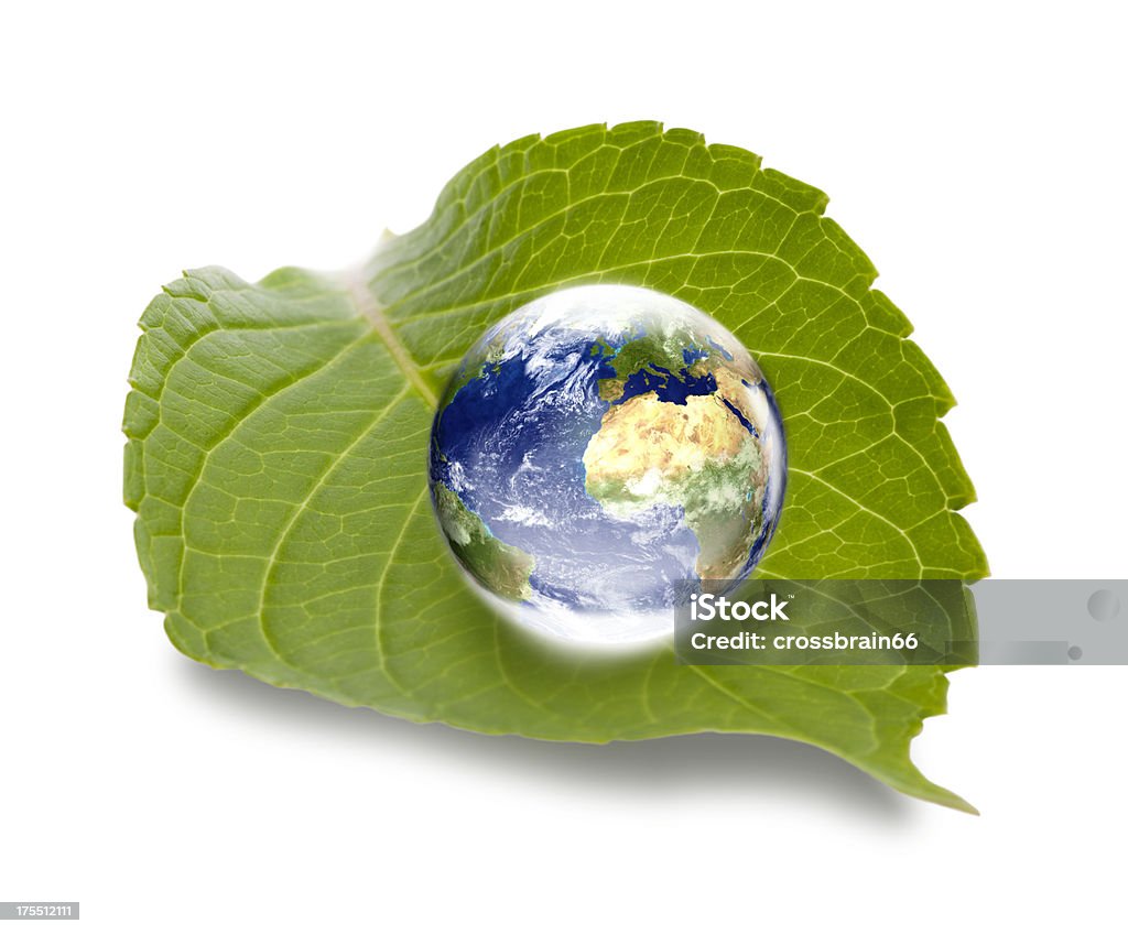 Среда концепция: world globe Европе ориентированных на зеленый лист - Стоковые фото Богиня земли роялти-фри