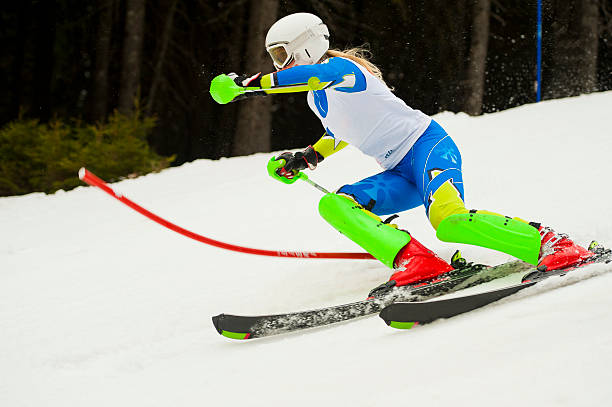 istock Young woman at slalom ski race 175512739
